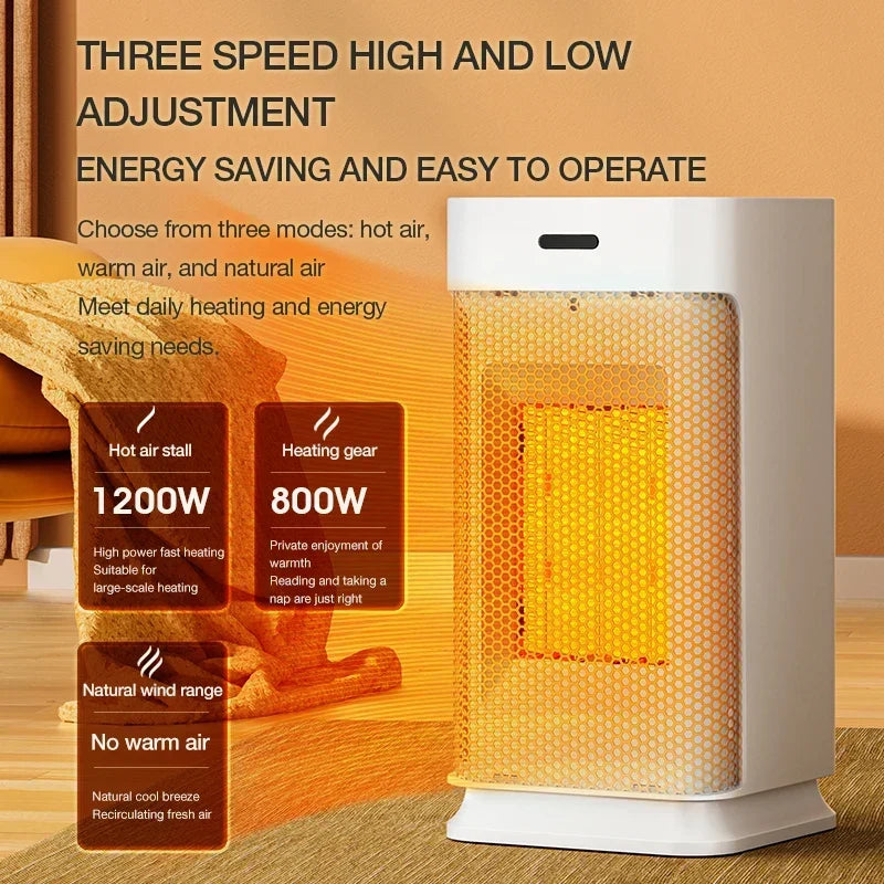 Stufa Elettrica Portatile in Ceramica con PTC e Luce Notturna