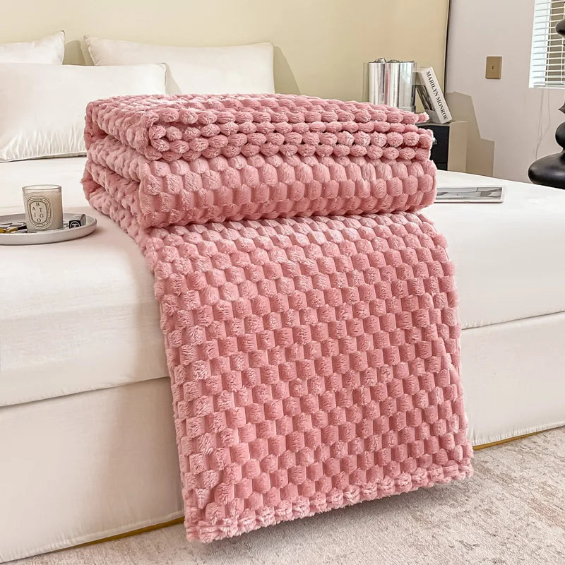Caelidra - Coperta in Velluto a Righe Calda e Accogliente per Divano e Letto