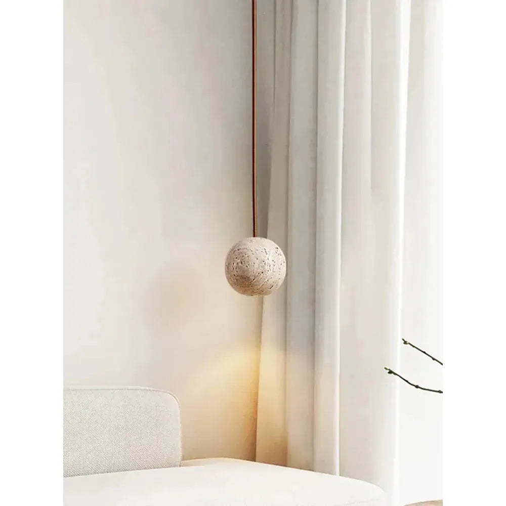 Lampada a sospensione in Travertino – Lampada a sospensione LED rotonda minimalista in stile Wabi-Sabi