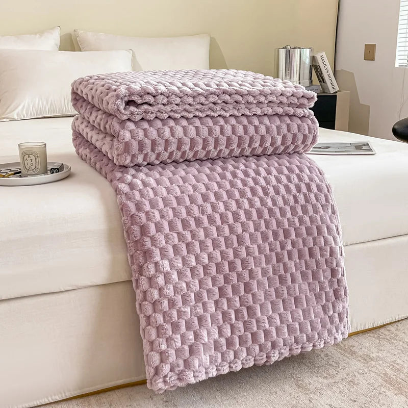 Caelidra - Coperta in Velluto a Righe Calda e Accogliente per Divano e Letto