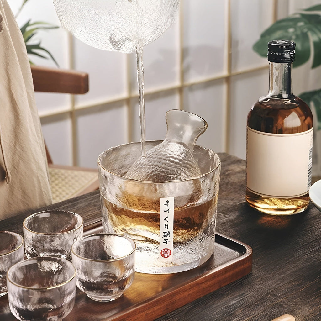 Set di Vetro Giapponese – Elegante Set per Sake e Whisky | Perfetto per Bar e Casa