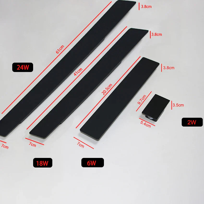 Applique murale esterne impermeabili striscia alluminio applique murali 18W LED nero applique camera esterna illuminazione esterna