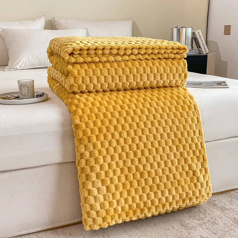 Caelidra - Coperta in Velluto a Righe Calda e Accogliente per Divano e Letto