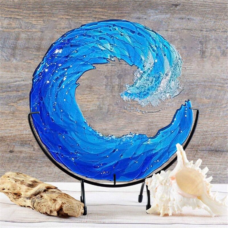 OceanFlow - Scultura in vetro artistica di Maestosa Onda Oceanica