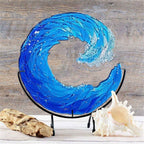 OceanFlow - Scultura in vetro artistica di Maestosa Onda Oceanica