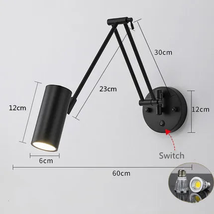 LUXARM Lampada da Parete Regolabile con Braccio Lungo