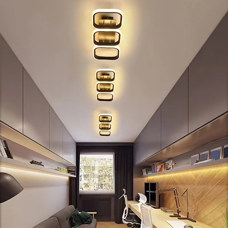 Nordic Luxe LED Plafoniera – Lampada Sospesa Quadrata e Rotonda Dimmerabile per Interni Moderni