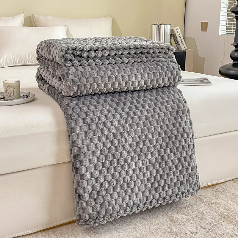 Caelidra - Coperta in Velluto a Righe Calda e Accogliente per Divano e Letto