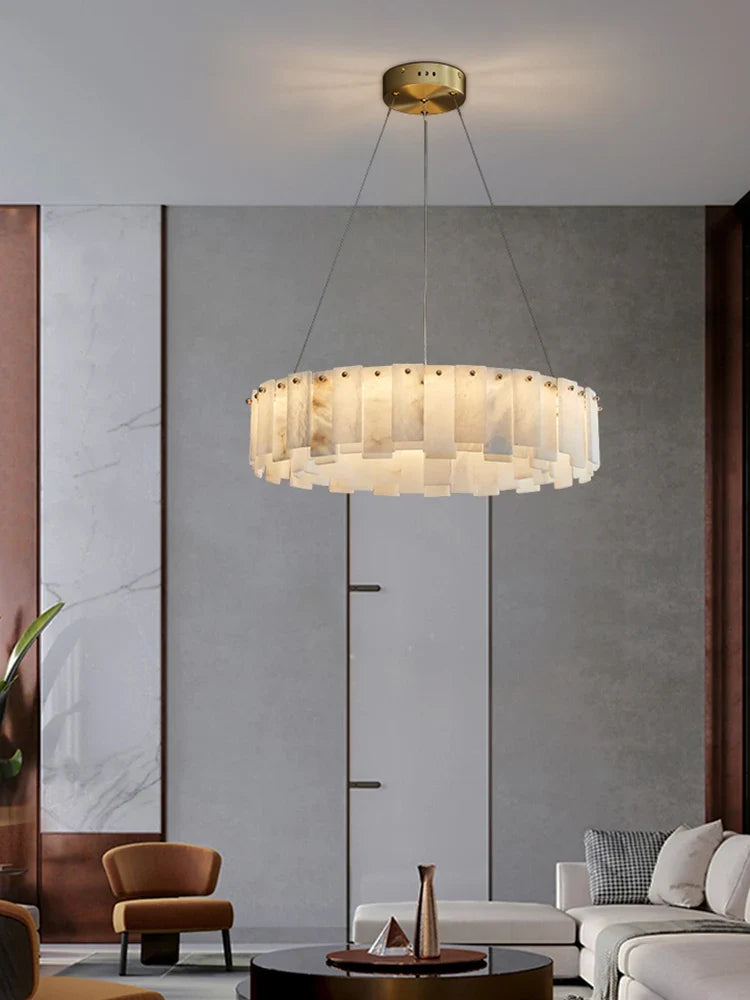 LumiMarble | Elegante Lampada a Sospensione in Marmo e Rame
