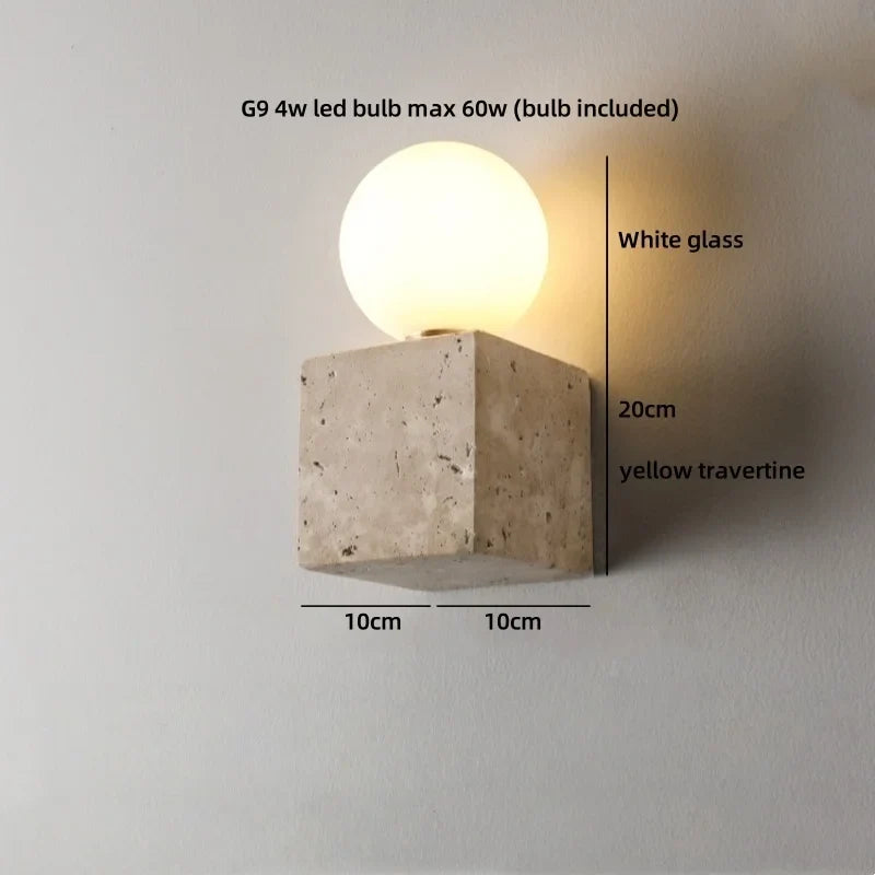 TerraLume Wabi-Sabi Travertino Lampada da Parete LED