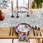 Tovagliolo di Natale con Gnomi di Neve – Decorazione Natalizia in Lino di Lusso