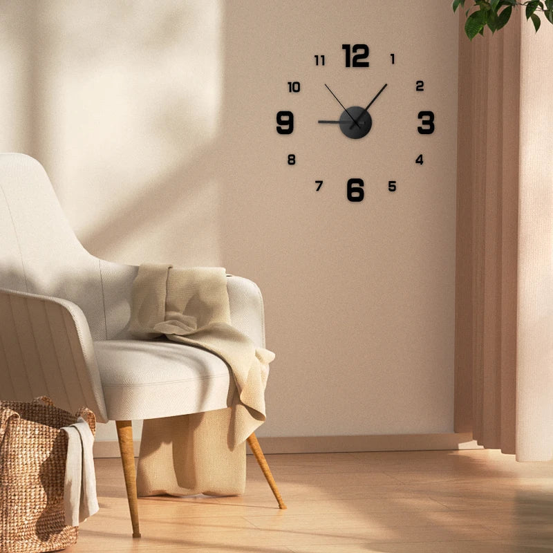 ClearView - Orologio da parete elegante senza cornice con numeri facili da leggere
