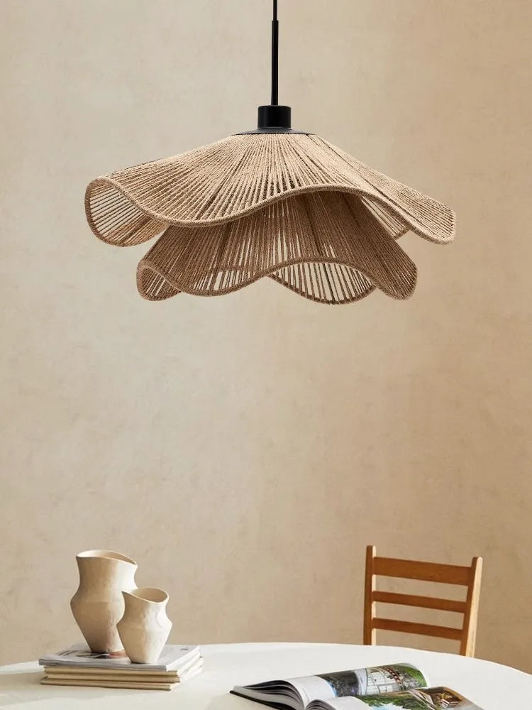 WabiRope Aura: Lampada a Sospensione in Canapa Wabi Sabi Scandinava