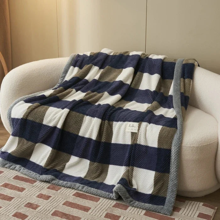 Coperta a Righe – Plaid Morbido per Divano e Letto con Motivo a Quadri Classico