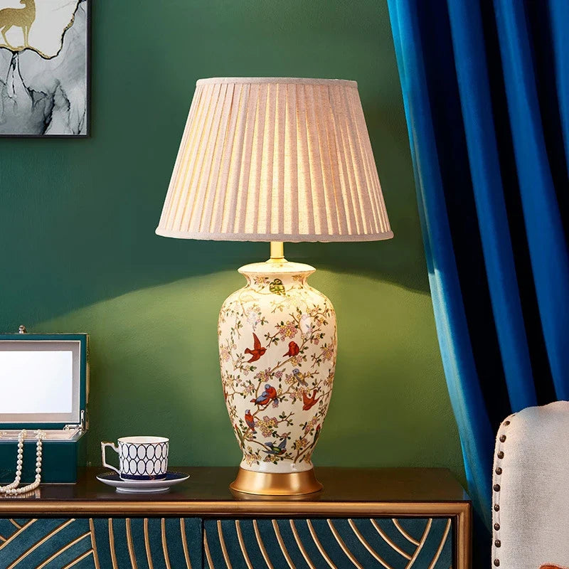 AmeriArt Lampada da Tavolo in Ceramica Dipinta a Mano