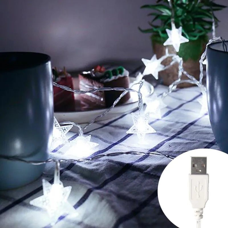 Luci LED di Natale a forma di stelle – Ghirlanda luminosa decorativa per interni ed esterni