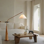 LumiArc – Lampada da terra in legno di lusso con paralume in tessuto