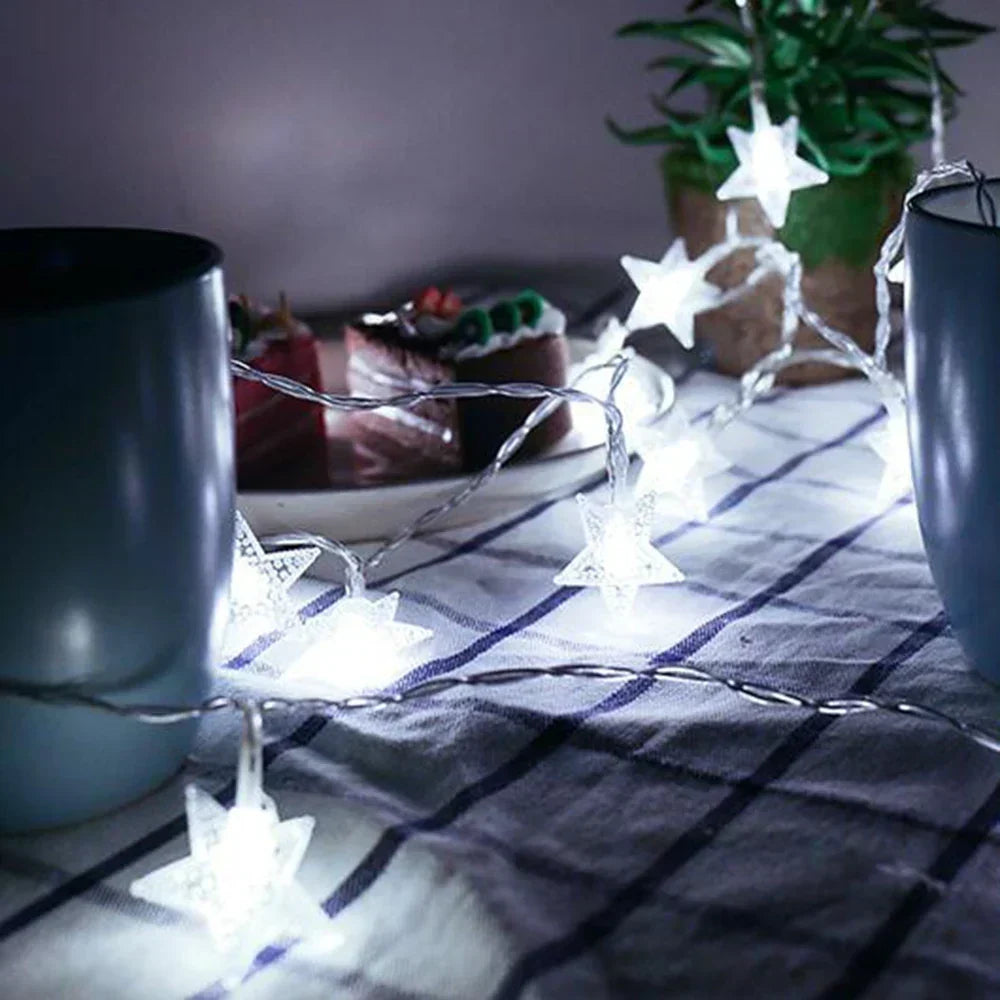 Luci LED di Natale a forma di stelle – Ghirlanda luminosa decorativa per interni ed esterni