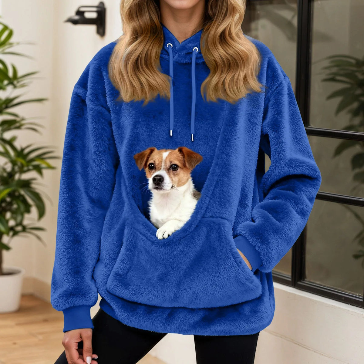 Felpa Oversized in Fleece con Tasca a Marsupio – Maglione Caldo da Donna per Casa