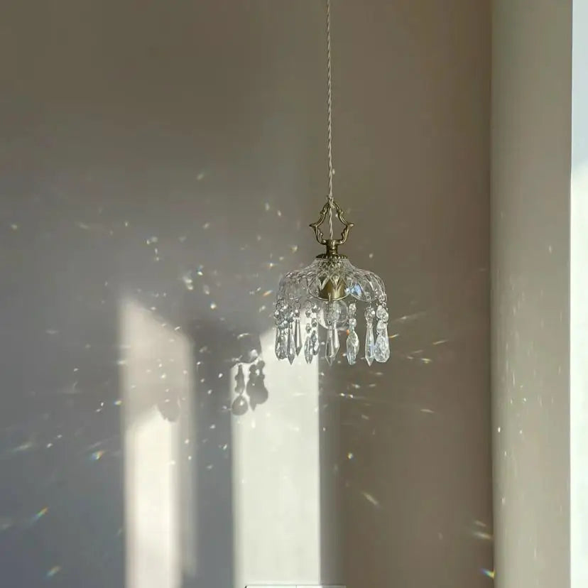 Lampada a sospensione in vetro retro francese