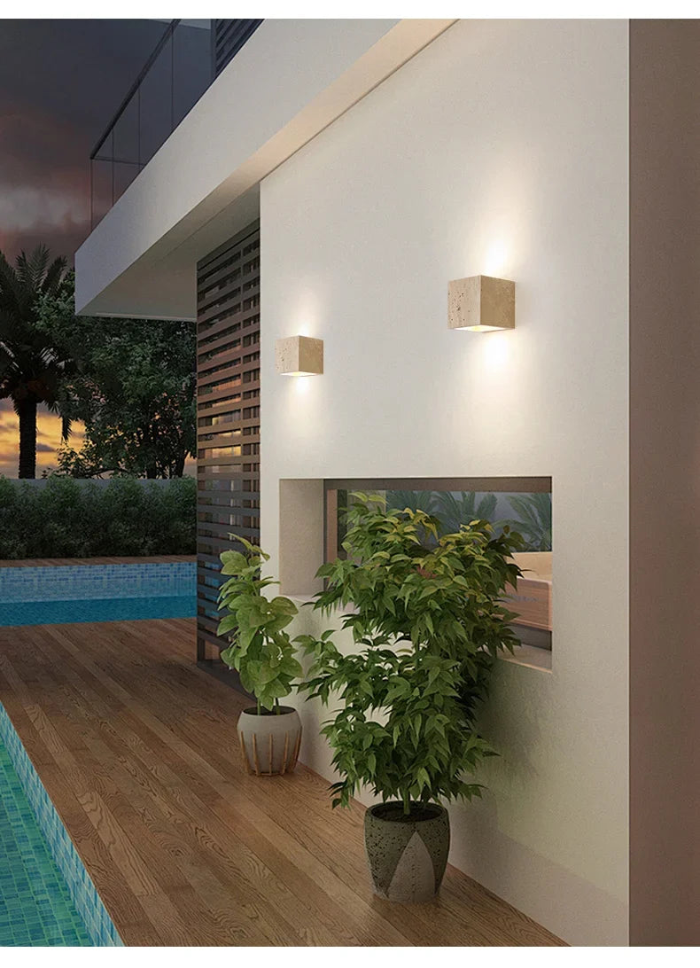StoneBloc Lampada da Parete Esterna – Lampada da Parete in Aspetto Pietra Naturale per Giardino, Corridoio & Bagno