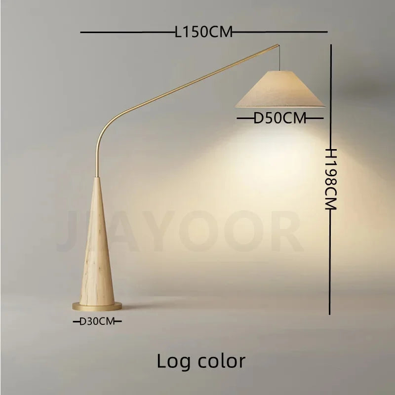 LumiArc – Lampada da terra in legno di lusso con paralume in tessuto