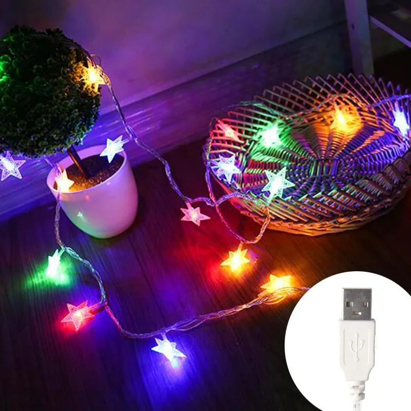 Luci LED di Natale a forma di stelle – Ghirlanda luminosa decorativa per interni ed esterni