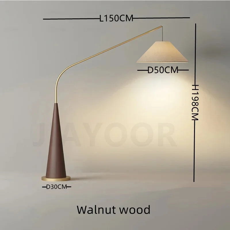 LumiArc – Lampada da terra in legno di lusso con paralume in tessuto