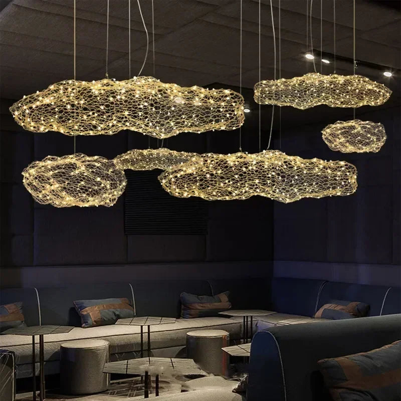 Lampada a sospensione Nuvola in Rete di Ferro Design Danese