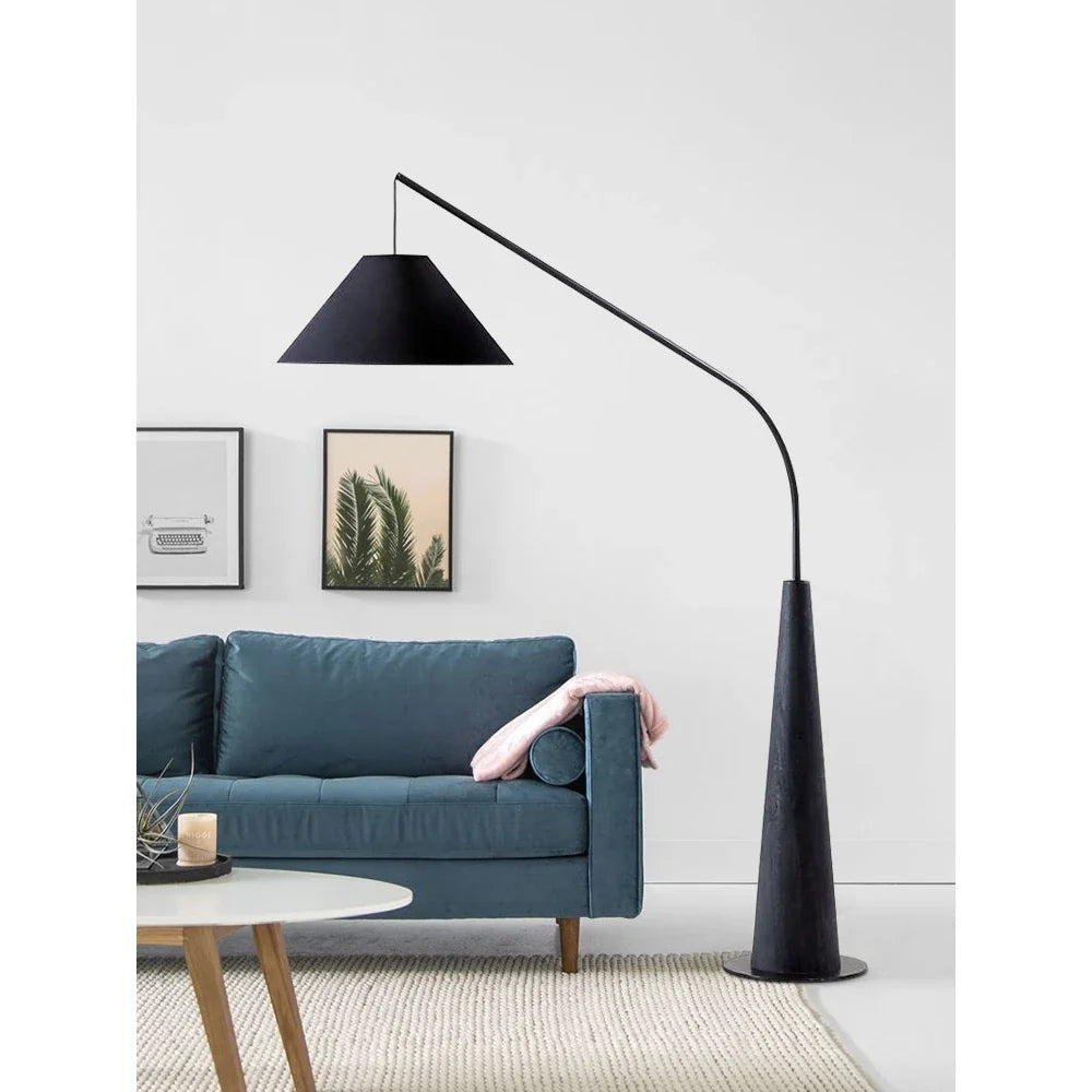 LumiArc – Lampada da terra in legno di lusso con paralume in tessuto