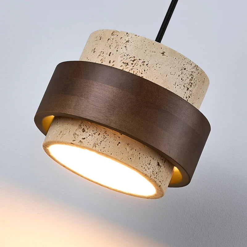 LumiTravert Applique – Design in Pietra Naturale e Legno con Interruttore a Trascinamento