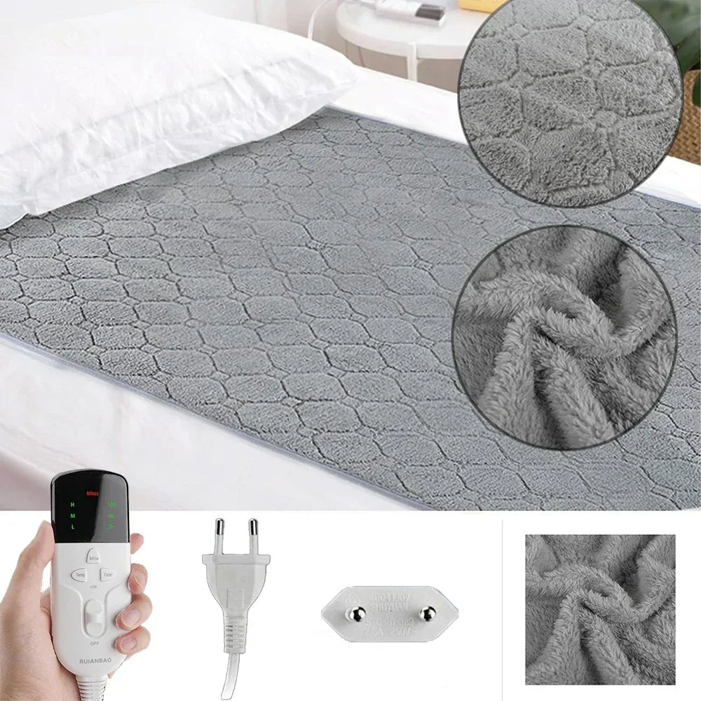 Tappetino Riscaldante Elettrico a Doppio Strato – Coperta Riscaldante per Letto e Divano