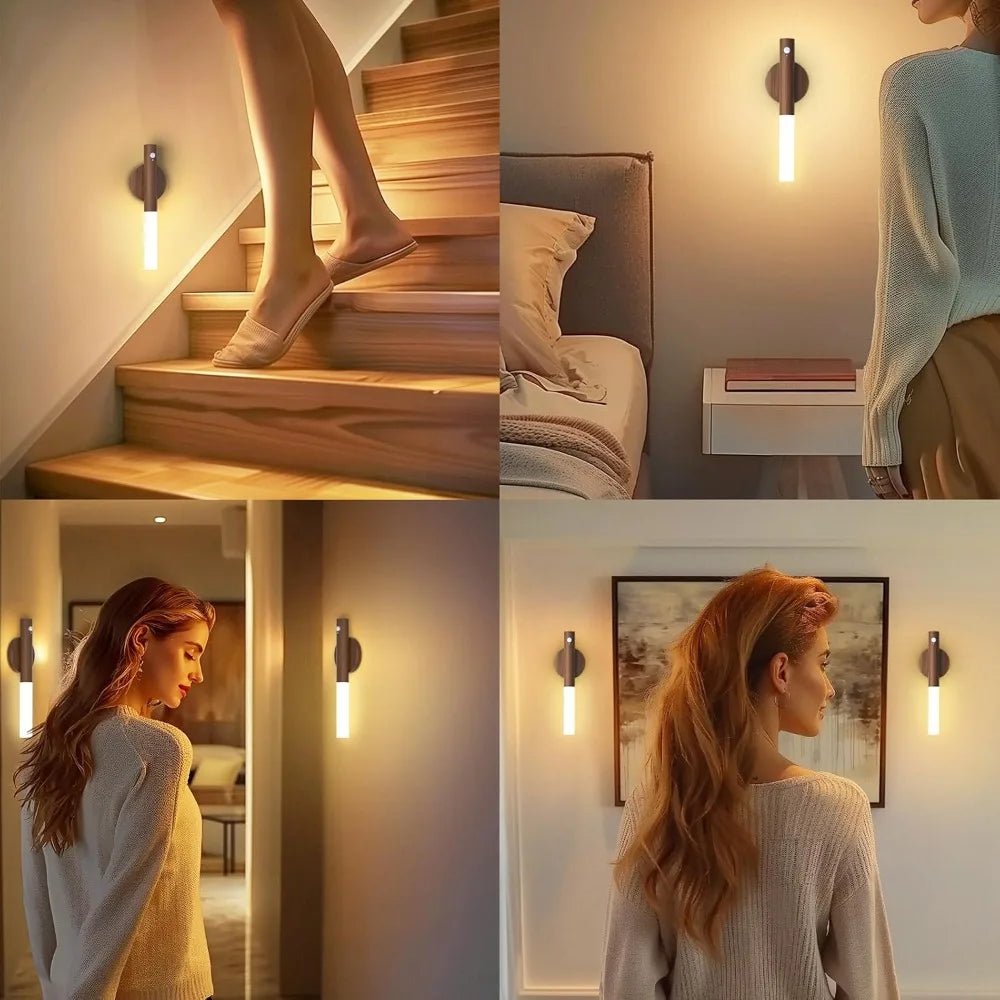 LumiSense – Lampada da Parete Ricaricabile Senza Fili con Sensore di Movimento