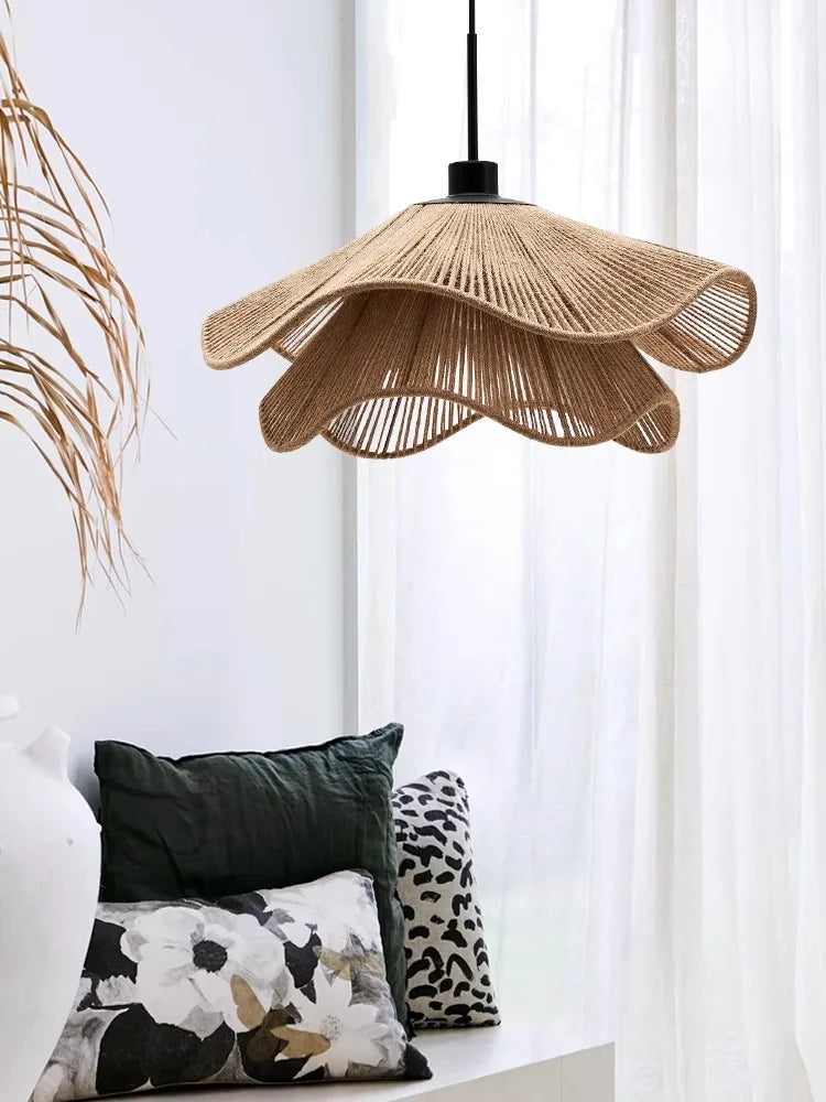 WabiRope Aura: Lampada a Sospensione in Canapa Wabi Sabi Scandinava