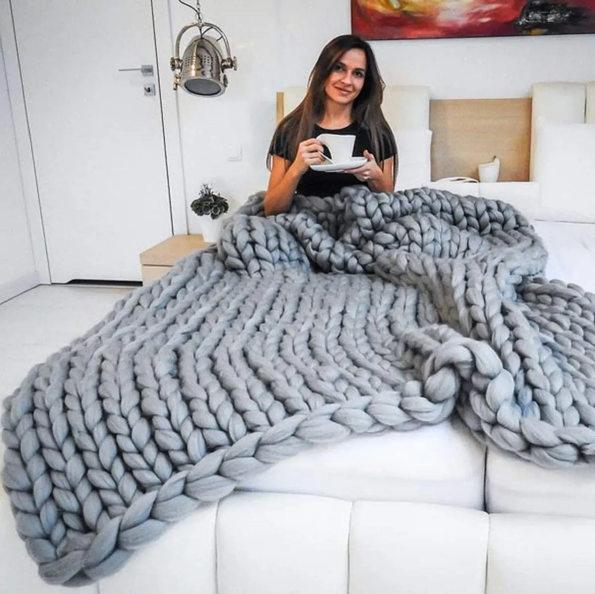 Coperta Chunky Lavorata a Maglia – Plaid Extra Morbido e Caldo per Divano e Letto