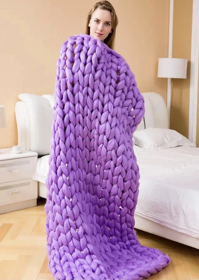 Coperta Chunky Lavorata a Maglia – Plaid Extra Morbido e Caldo per Divano e Letto
