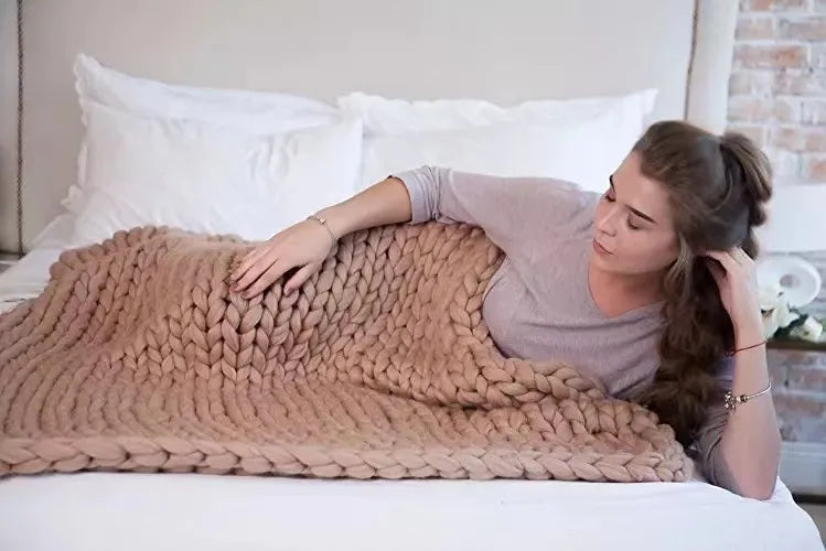 Coperta Chunky Lavorata a Maglia – Plaid Extra Morbido e Caldo per Divano e Letto
