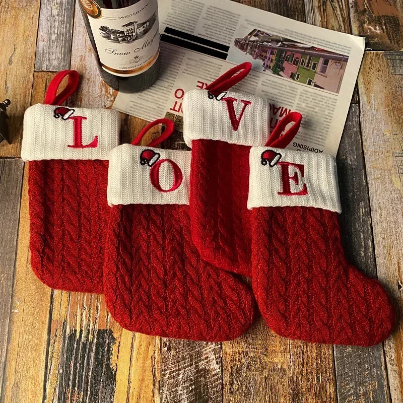 Calza di Natale con Iniziale – Calza di Natale Personalizzata per Decorazioni Natalizie