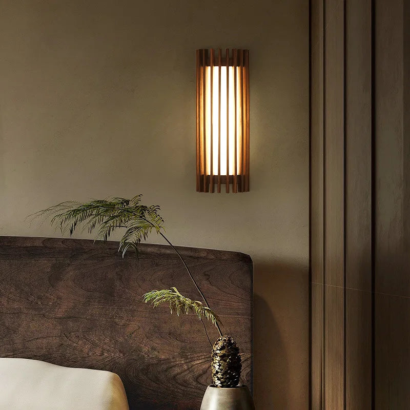 “ZenAura Wabi-Sabi Applique” – Applique LED in Noce Retro Giapponese