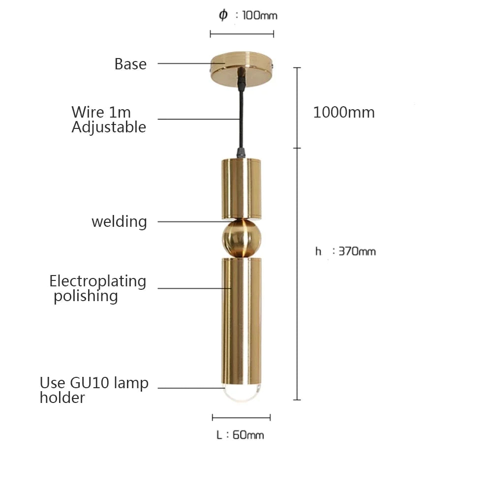 Lampada a Sospensione Oro Luxe – Elegante Lampada da Soffitto LED Minimalista