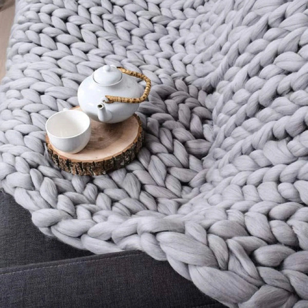 Coperta Chunky Lavorata a Maglia – Plaid Extra Morbido e Caldo per Divano e Letto