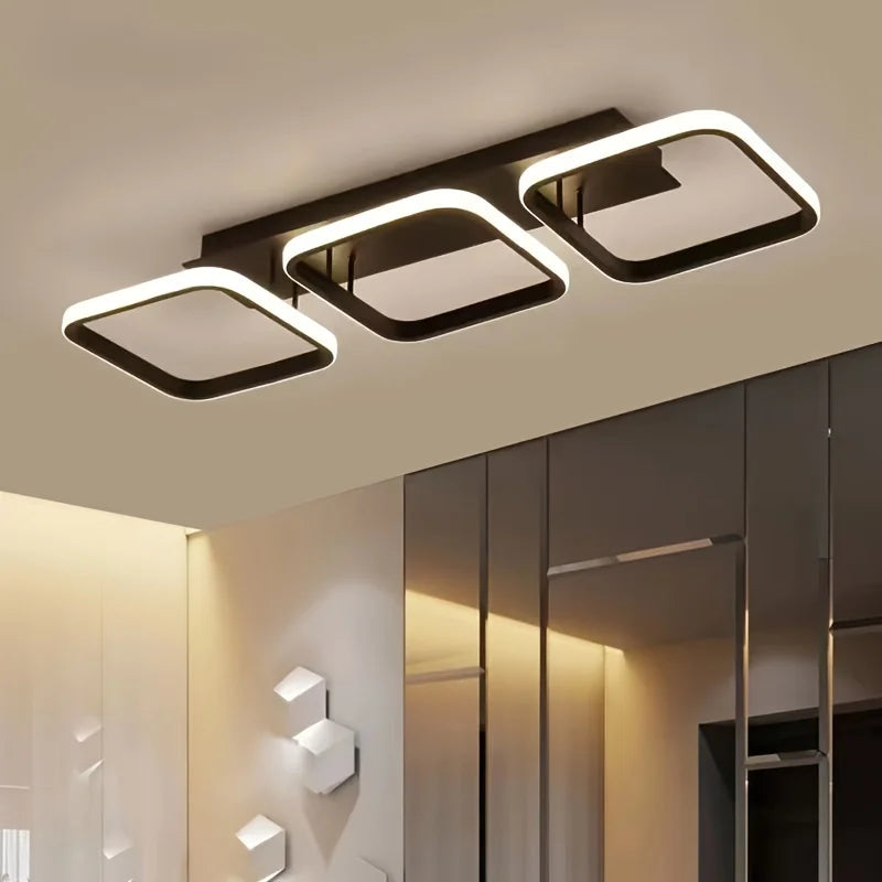 Nordic Luxe LED Plafoniera – Lampada Sospesa Quadrata e Rotonda Dimmerabile per Interni Moderni