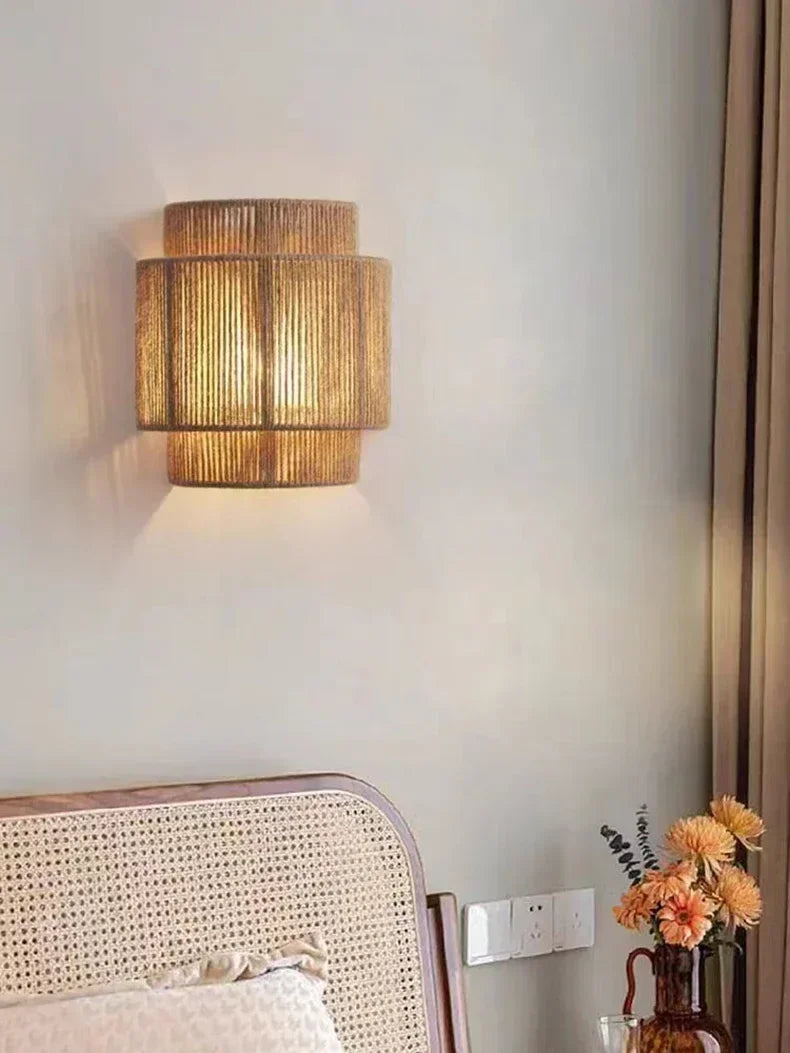 MORI GLOW Lampada da Parete in Cordino di Canapa Fatta a Mano