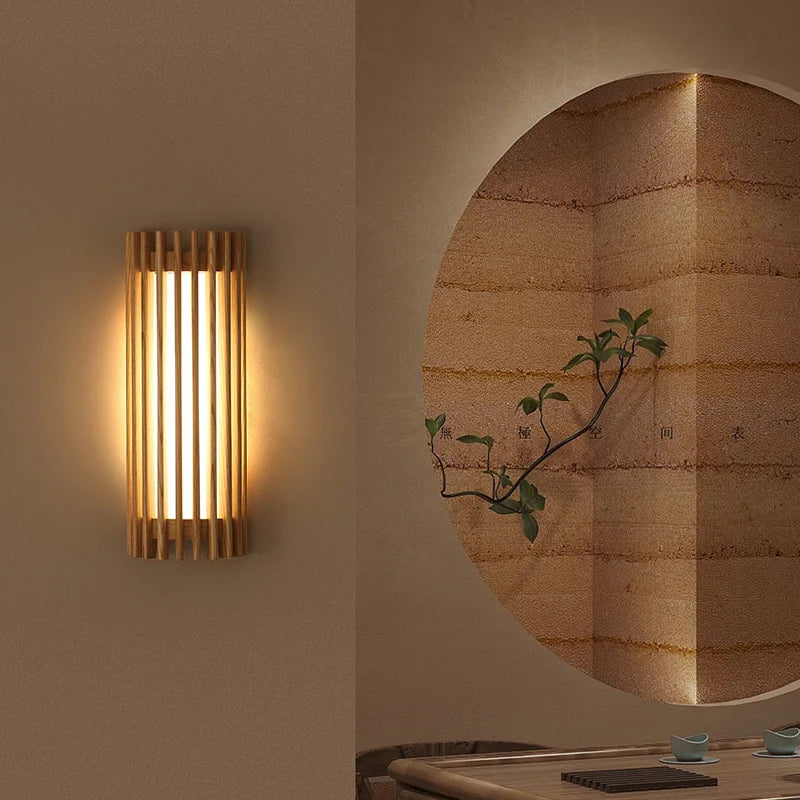 “ZenAura Wabi-Sabi Applique” – Applique LED in Noce Retro Giapponese