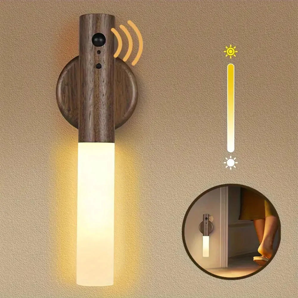 LumiSense – Lampada da Parete Ricaricabile Senza Fili con Sensore di Movimento