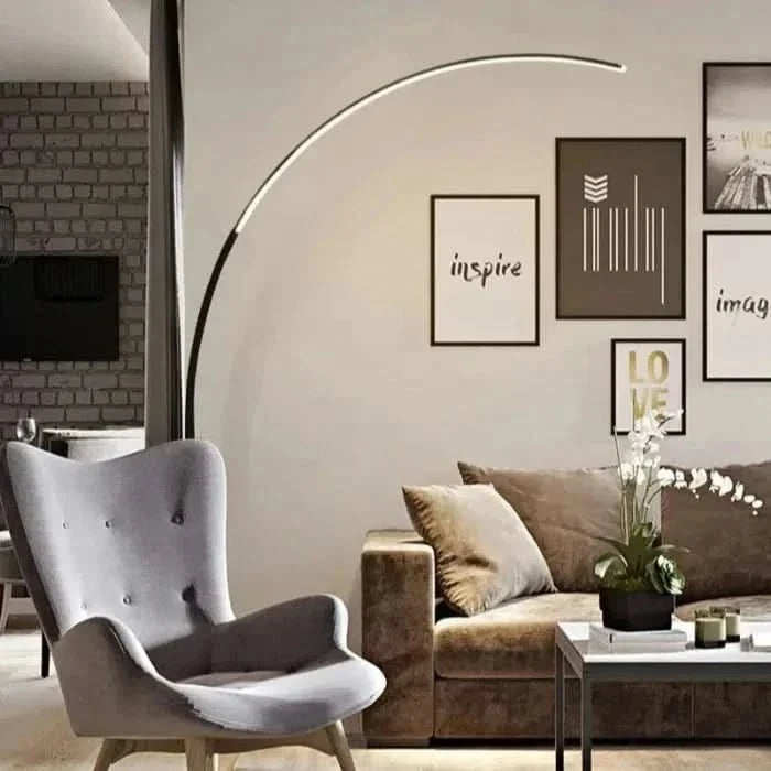 Lampada da Terra Curva Moderna – Elegante Lampada ad Arco per Soggiorno e Camera da Letto