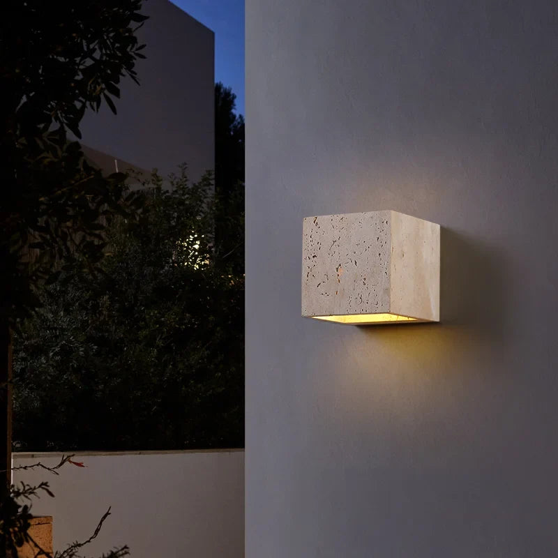 StoneBloc Lampada da Parete Esterna – Lampada da Parete in Aspetto Pietra Naturale per Giardino, Corridoio & Bagno