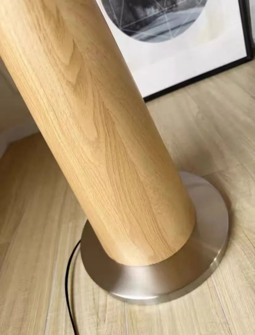 LumiArc – Lampada da terra in legno di lusso con paralume in tessuto