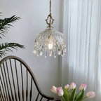 Lampada a sospensione in vetro retro francese