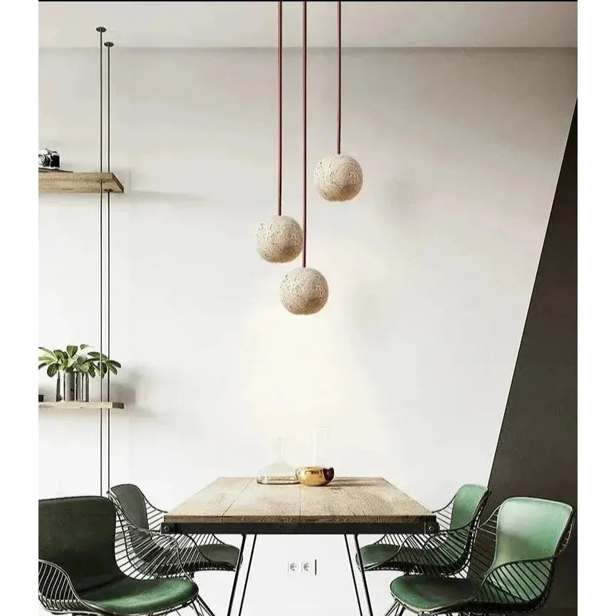 Lampada a sospensione in Travertino – Lampada a sospensione LED rotonda minimalista in stile Wabi-Sabi